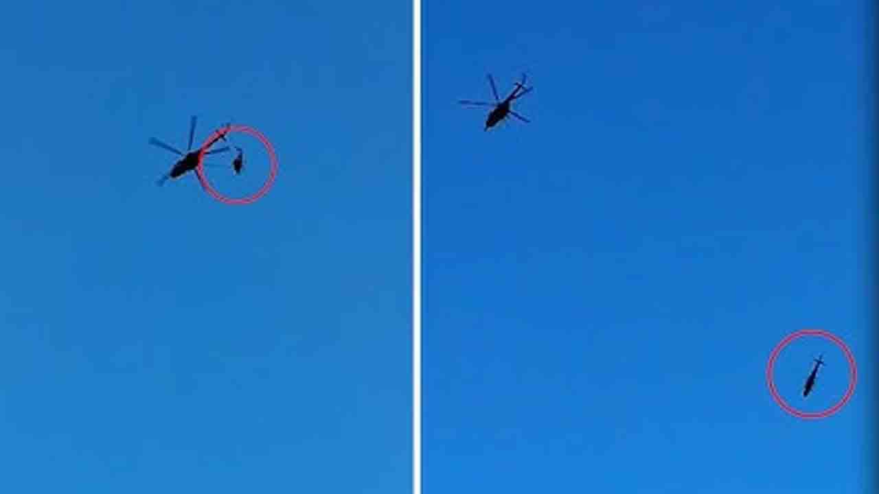 Helicopter | వేల అడుగుల ఎత్తు నుంచి జారిపడ్డ హెలికాప్టర్‌.. వీడియో