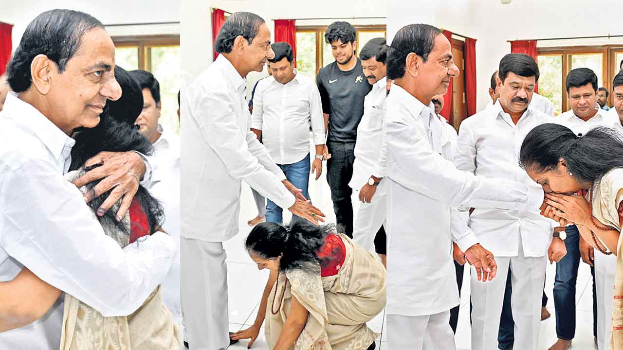 KCR | కేసీఆర్‌ మదిలో ఆనందం.. కూతురు కవితకు బీఆర్‌ఎస్‌ అధినేత ఆశీర్వాదం