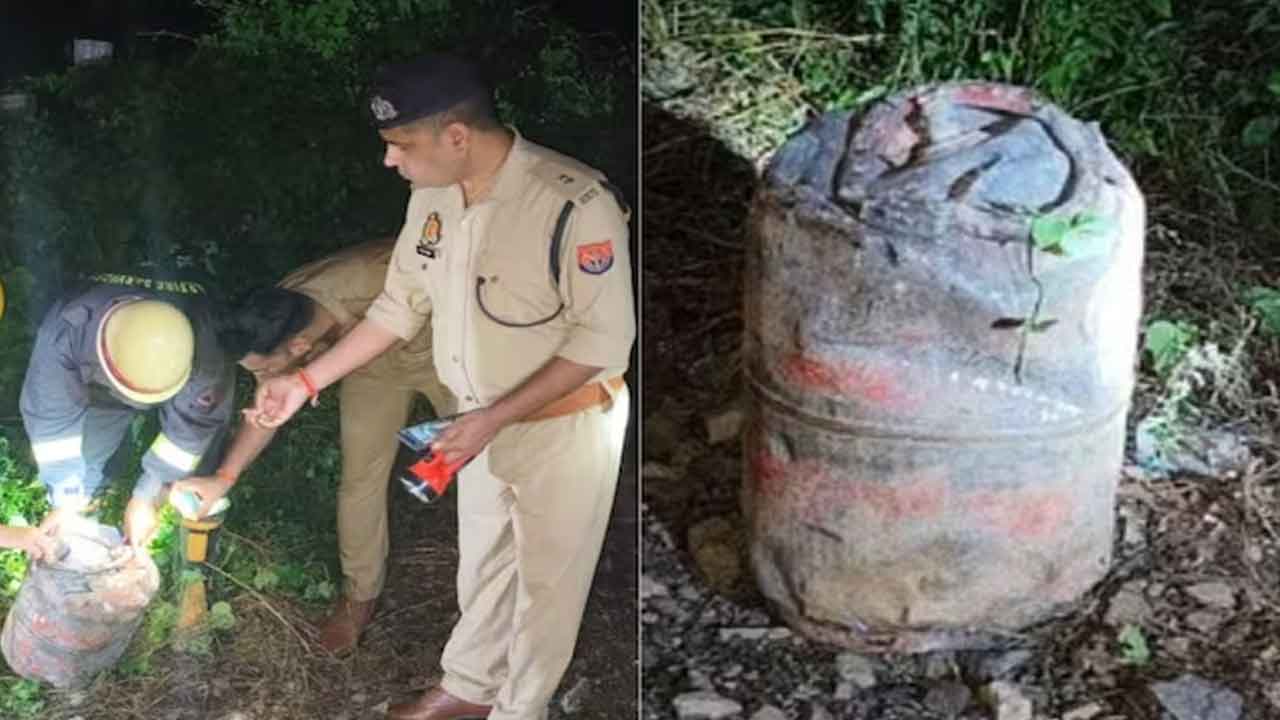 రైల్వే ట్రాక్‌పై గ్యాస్‌ సిలిండర్‌