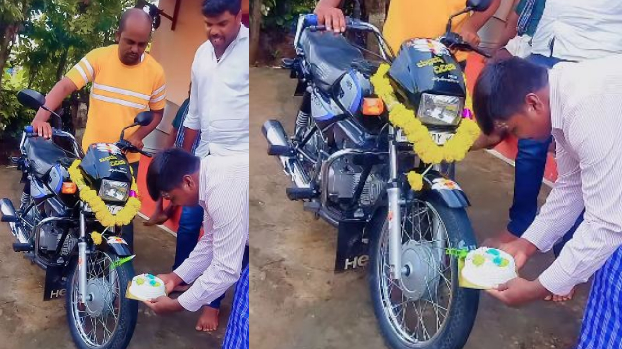 Bike Birthday | బైక్‌కు బర్త్‌డే.. టైర్‌తో కేక్‌ కటింగ్‌.. ఎలా వస్తాయిరా బాబు ఇలాంటి ఐడియాలు