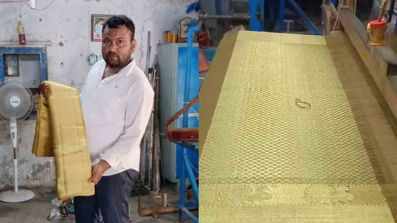 Sircilla | బంగారం చీర.. సిరిసిల్ల చేనేత కళాకారుడి మరో అద్భుత ఆవిష్కరణ