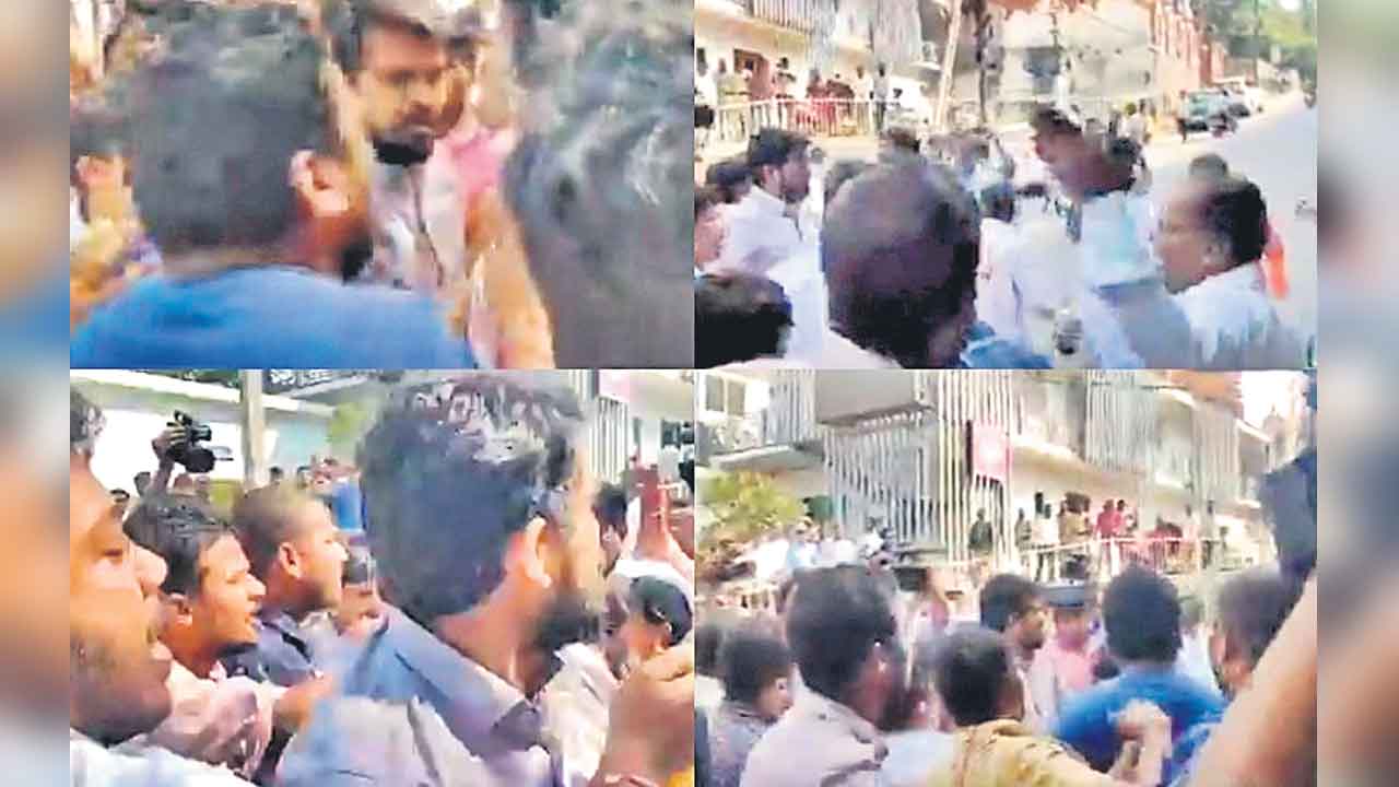 Konda Surekha | కొండా అనుచరుల దౌర్జన్యకాండ.. తెలంగాణ భవన్‌ వద్ద హంగామా