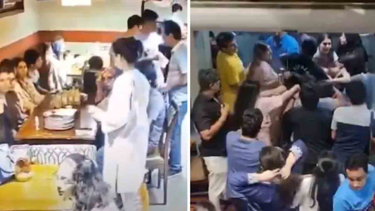 Watch: రెస్టారెంట్‌లో కుర్చీ కోసం రెండు కుటుంబాల మధ్య ఫైట్‌.. వీడియో వైరల్‌
