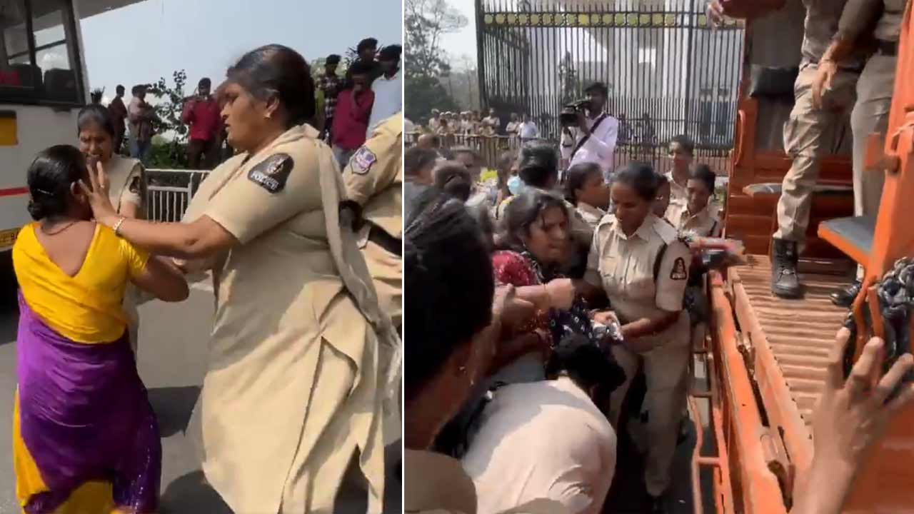 Telangana | కానిస్టేబుళ్ల భార్యలను కొడుతూ అరెస్టు చేసిన మహిళా పోలీసులు.. సచివాలయం వద్ద ఉద్రిక్తత