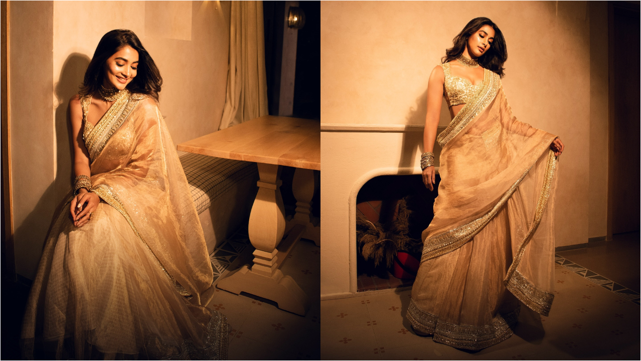 Pooja Hegde | చీరలో పుత్తడిబొమ్మలా మైమరపిస్తున్న పూజా హెగ్డే అందాలు