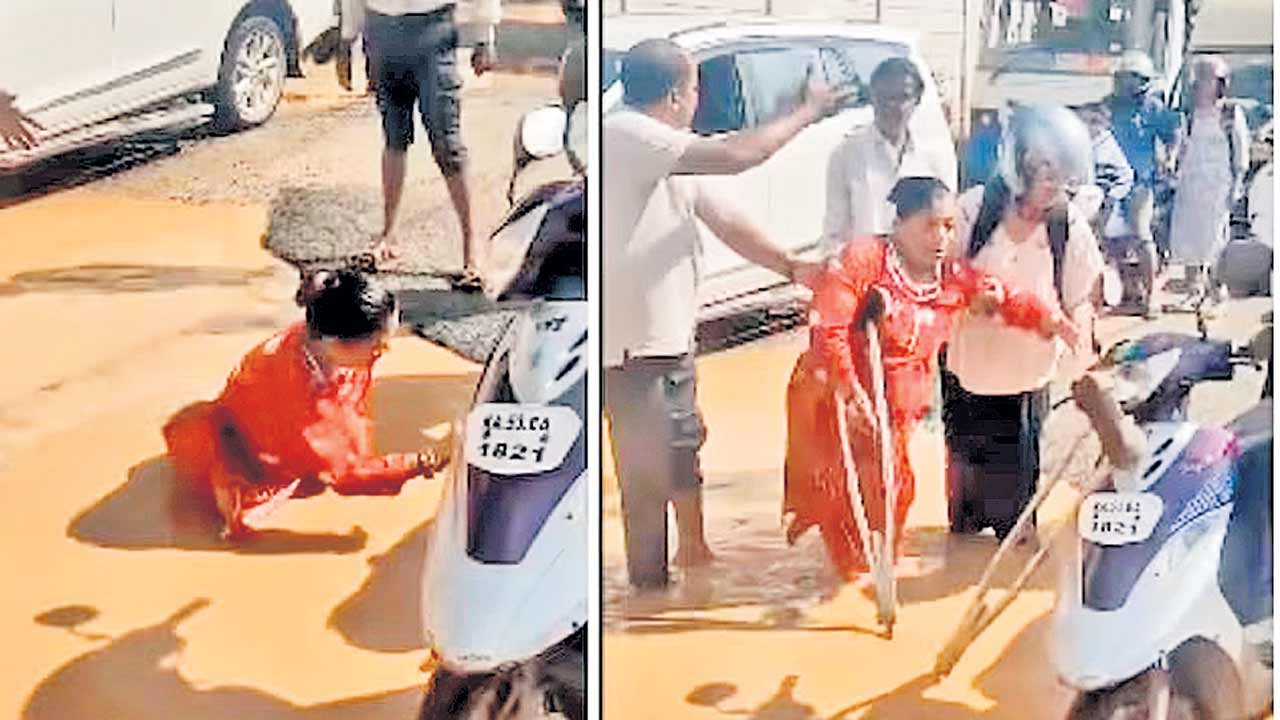 Bengaluru | నీటితో నిండిన గోతిలో పడ్డ దివ్యాంగ మహిళ.. ఇదేనా బ్రాండ్‌ బెంగళూరు?