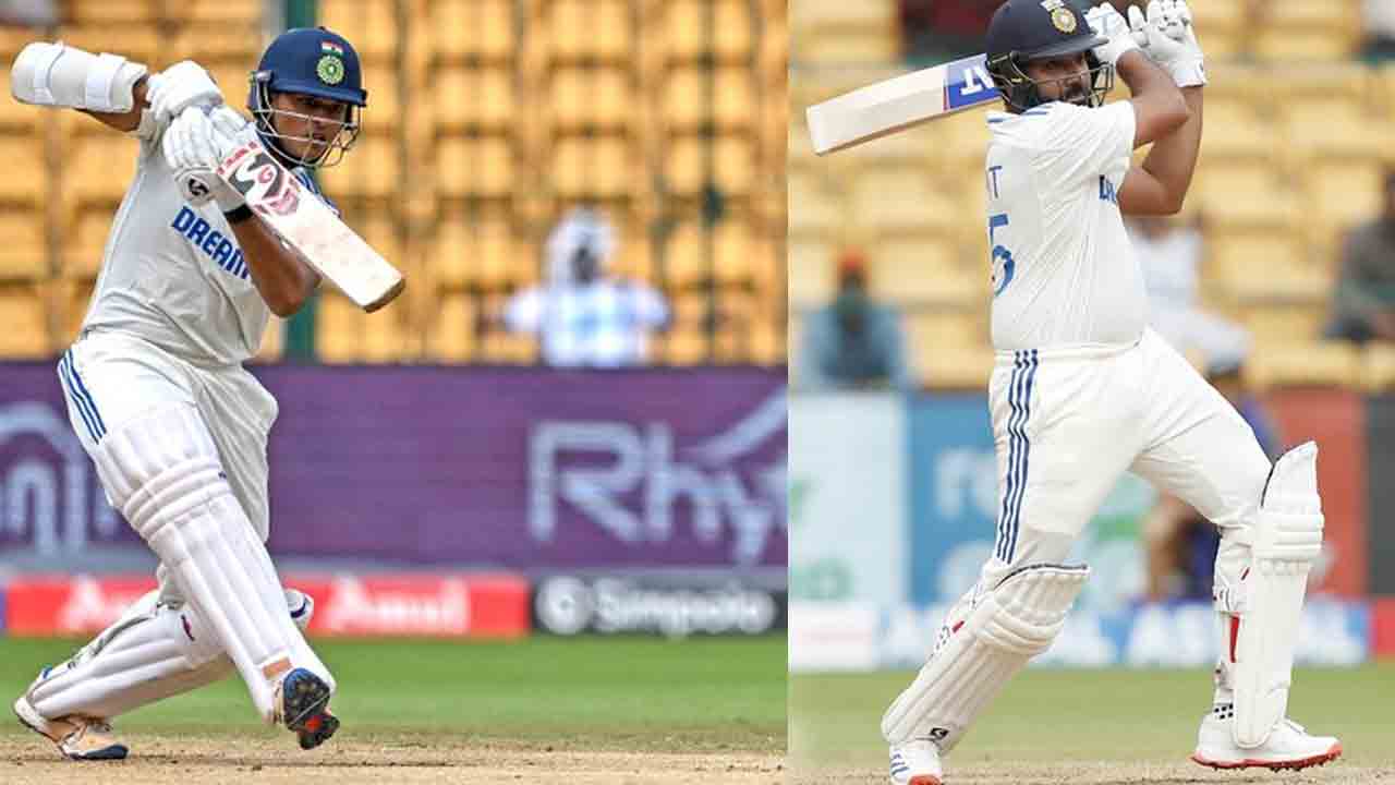 IND vs NZ 1st Test |  తొంద‌ర‌పాటుతో య‌శ‌స్వీ స్టంపౌట్ .. రోహిత్ హాఫ్ సెంచ‌రీ