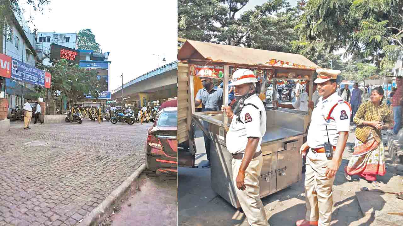 Foot Path | పోలీసులే ఆక్రమిస్తే.. పలు ఠాణాల ముందు ఫుట్‌పాత్‌లు మాయం!