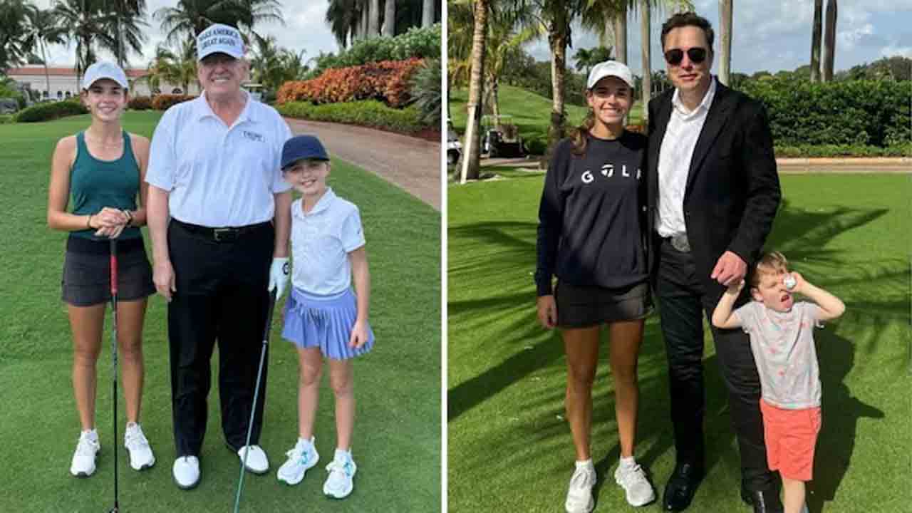 Donald Trump | మనవరాళ్లతో కలిసి గోల్ఫ్‌ ఆడిన ట్రంప్‌.. అంకుల్‌ అయిన మస్క్‌