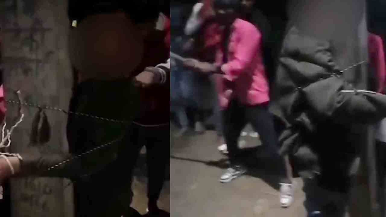 Man Tied To Pole Beaten | పెళ్లి బృందంలోని వ్యక్తిని దొంగగా అనుమానించి.. స్తంభానికి   కట్టేసి కొట్టారు