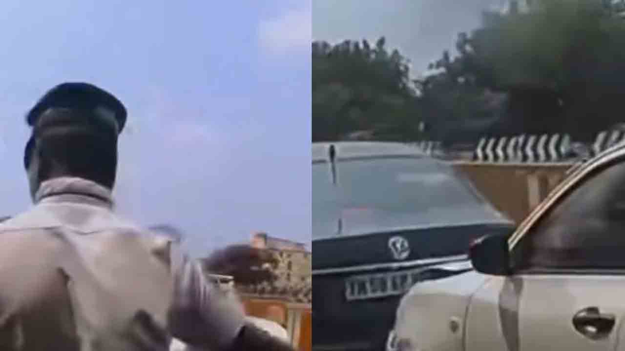 Watch: వాహనాన్ని ఆపేందుకు ట్రాఫిక్‌ పోలీస్‌ యత్నం.. తర్వాత ఏం జరిగిందంటే?