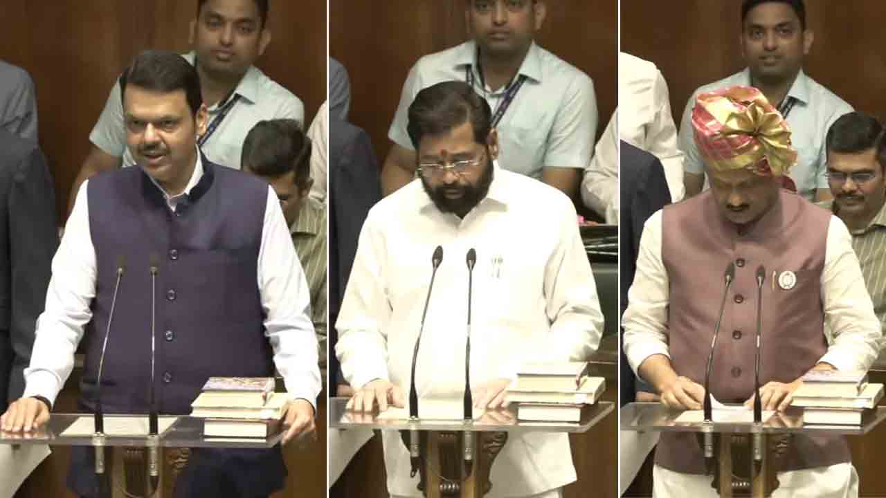 Maharashtra | ఎమ్మెల్యేలుగా ప్రమాణస్వీకారం చేసిన మహారాష్ట్ర సీఎం, డిప్యూటీ సీఎంలు