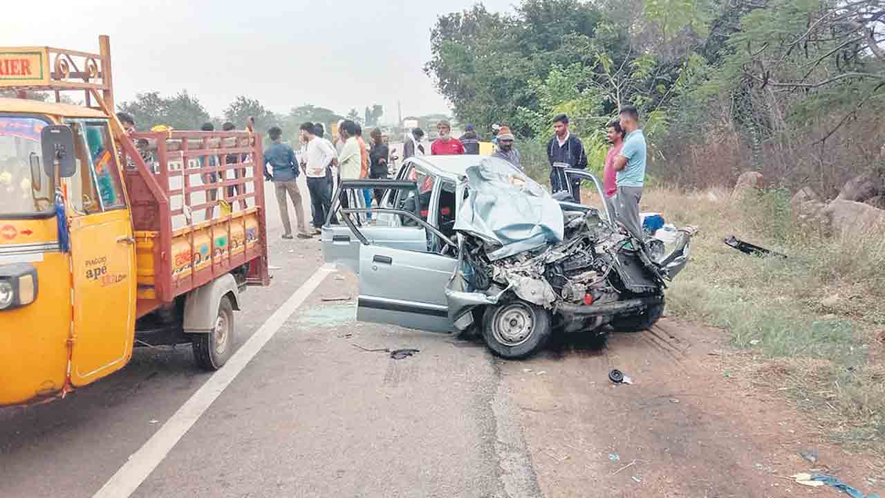 జాతీయ రహదారిపై ఘోర రోడ్డు ప్రమాదం