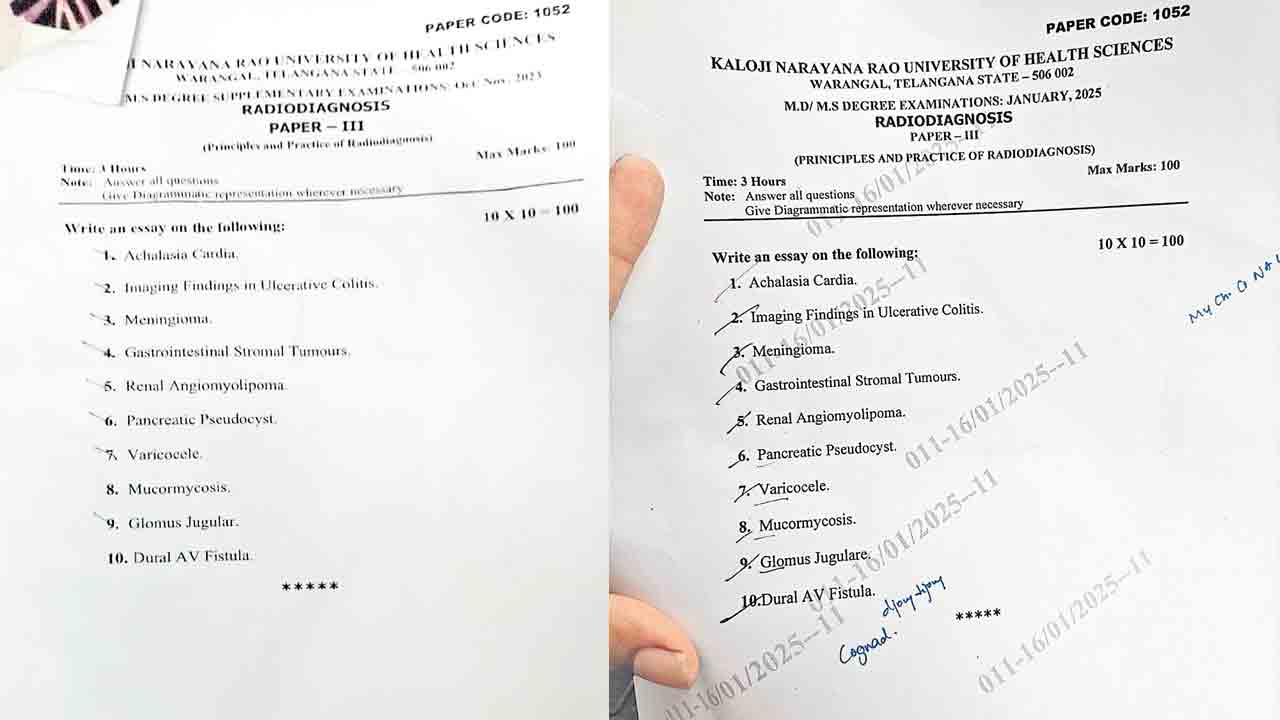 Kaloji Health University | అక్షరం పొల్లుపోకుండా పాత ప్రశ్నపత్రం.. హెల్త్‌ యూనివర్సిటీ పరీక్షలో విచిత్రం