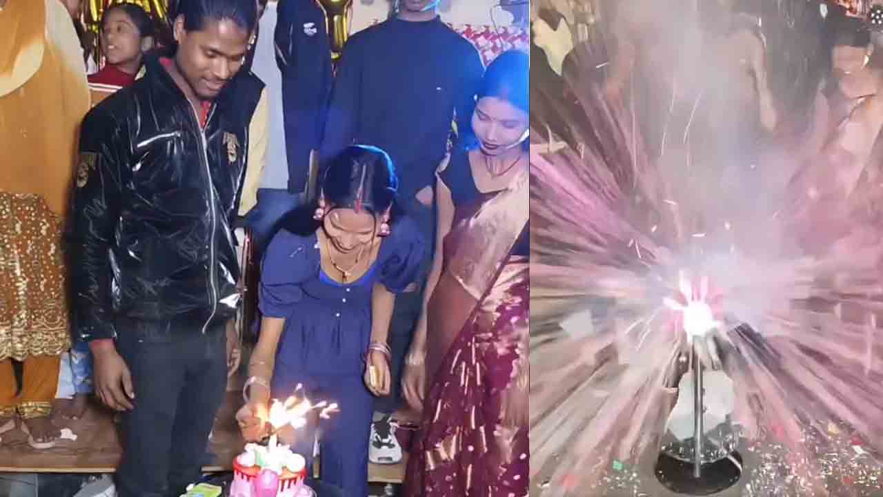 Cake blast | రీల్స్‌ కోసం రిస్క్‌.. బర్త్‌డే పార్టీలో పేలిన కేక్‌.. Viral video