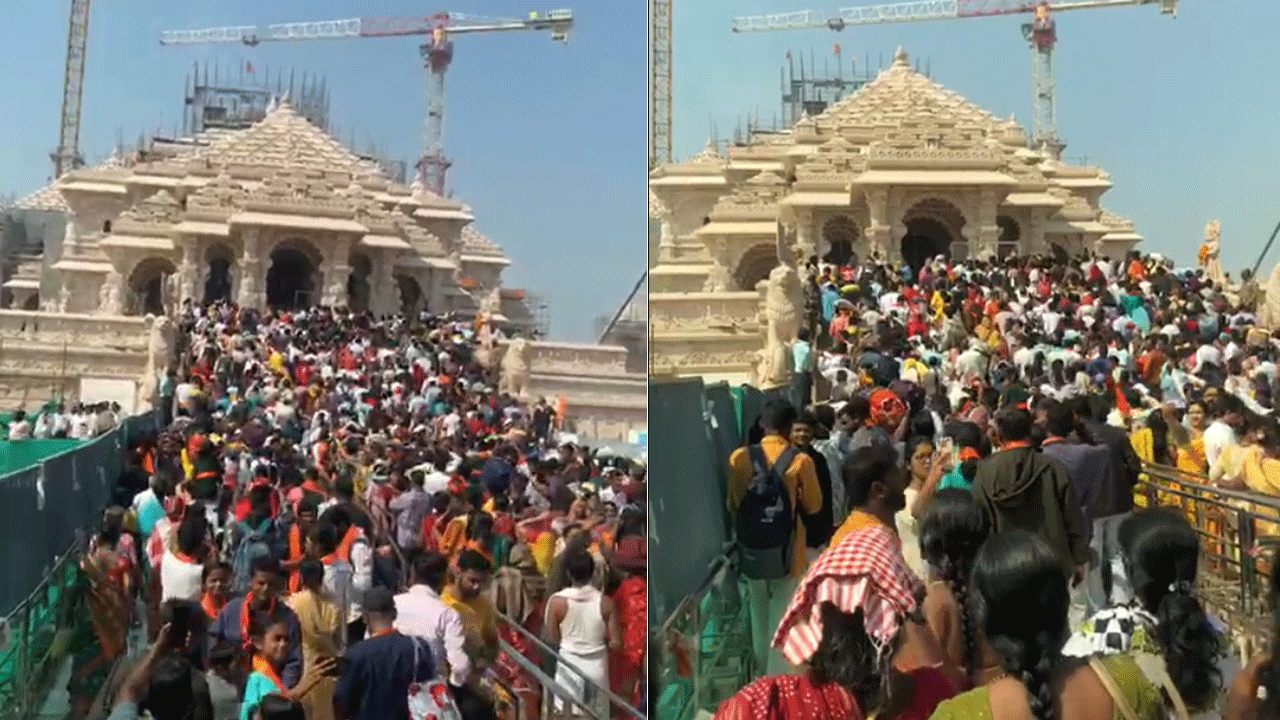 Ayodhya Ramlalla: కిక్కిరిసిన అయోధ్య ఆల‌యం.. రామ్‌ల‌ల్లా ద‌ర్శ‌నం కోసం బారులు తీరిన భ‌క్తులు.. వీడియో