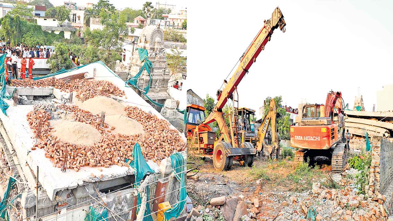 భద్రాచలంలో కుప్పకూలిన ఆరంతస్థుల భవనం