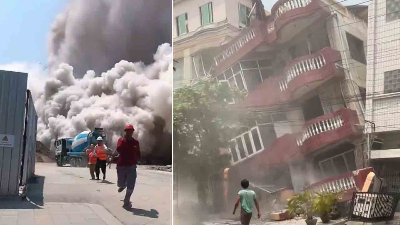 Earthquake | మయన్మార్‌, బ్యాంకాక్‌, చైనాలను వణికించిన భారీ భూకంపాలు.. నేలకూలిన భవనాలు | Watch Video