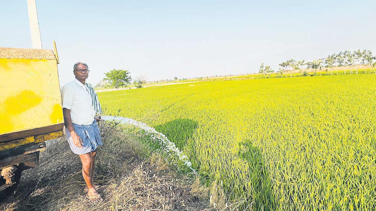 రెండెకరాలకు ఐదు ట్యాంకర్లతో నీళ్లు