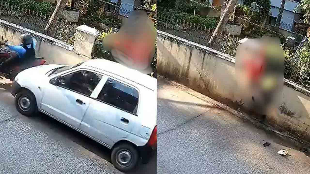 Watch: బైక్‌పై వెళ్తున్న పొరుగింటి వ్యక్తిపైకి కారును దూకించిన వృద్ధుడు.. గాల్లోకి ఎగిరిన మహిళ