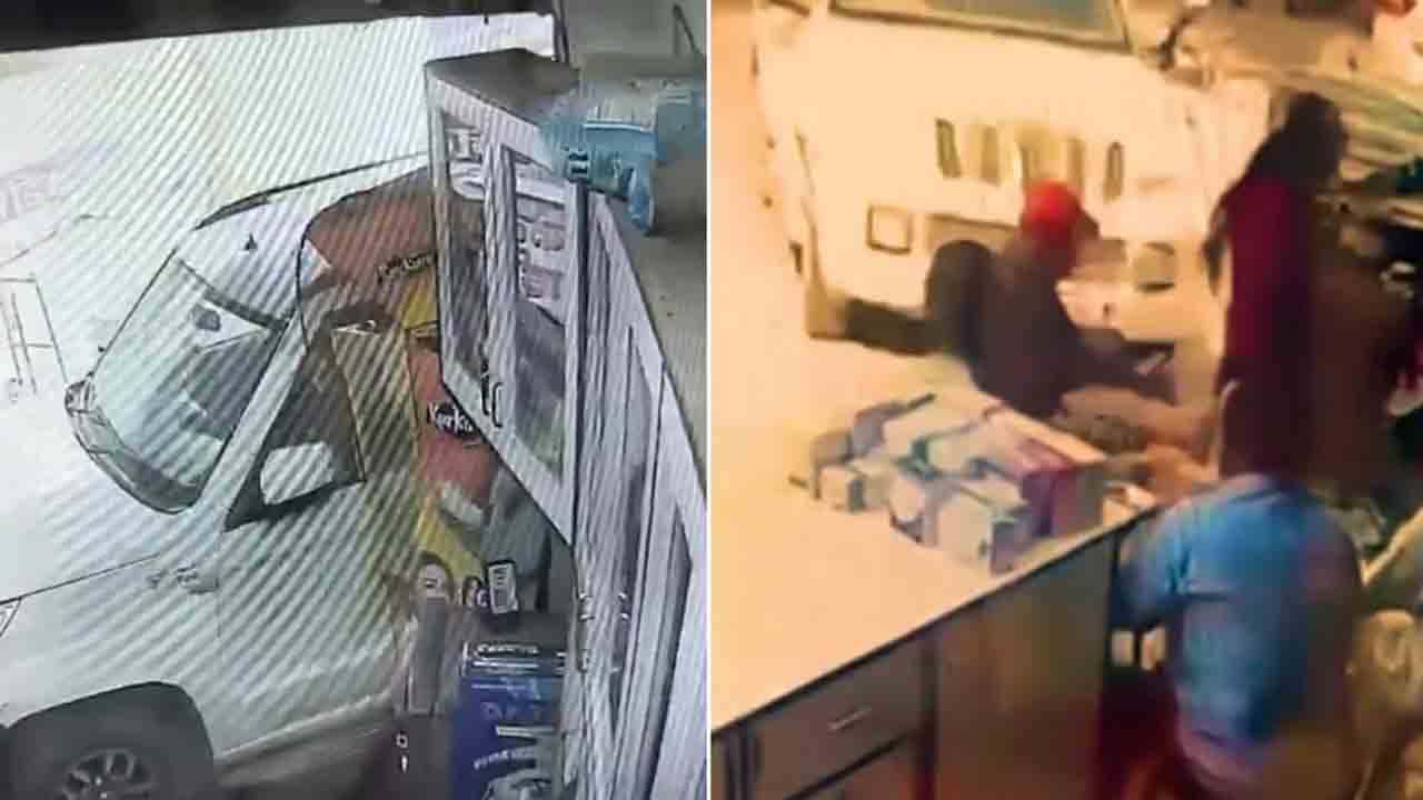 Watch: మెడికల్ స్టోర్, టీ షాప్‌లోకి దూసుకెళ్లిన వాహనం.. తర్వాత ఏం జరిగిందంటే?