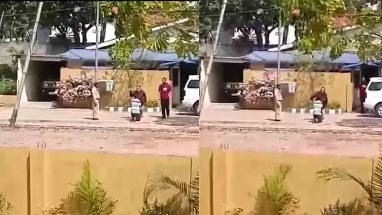 తాగి వేధిస్తున్నాడంటూ చెప్పుతో కొట్టింది!