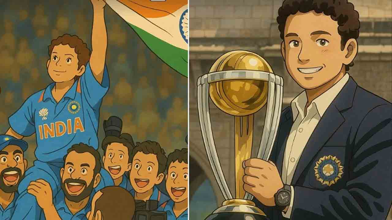 Sachin Tendulkar | వ‌ర‌ల్డ్ క‌ప్ ట్రోఫీతో స‌చిన్.. ఆర్టిఫీషియ‌ల్ ఇంటెలిజెన్స్ ఇమేజ్ వైర‌ల్..!