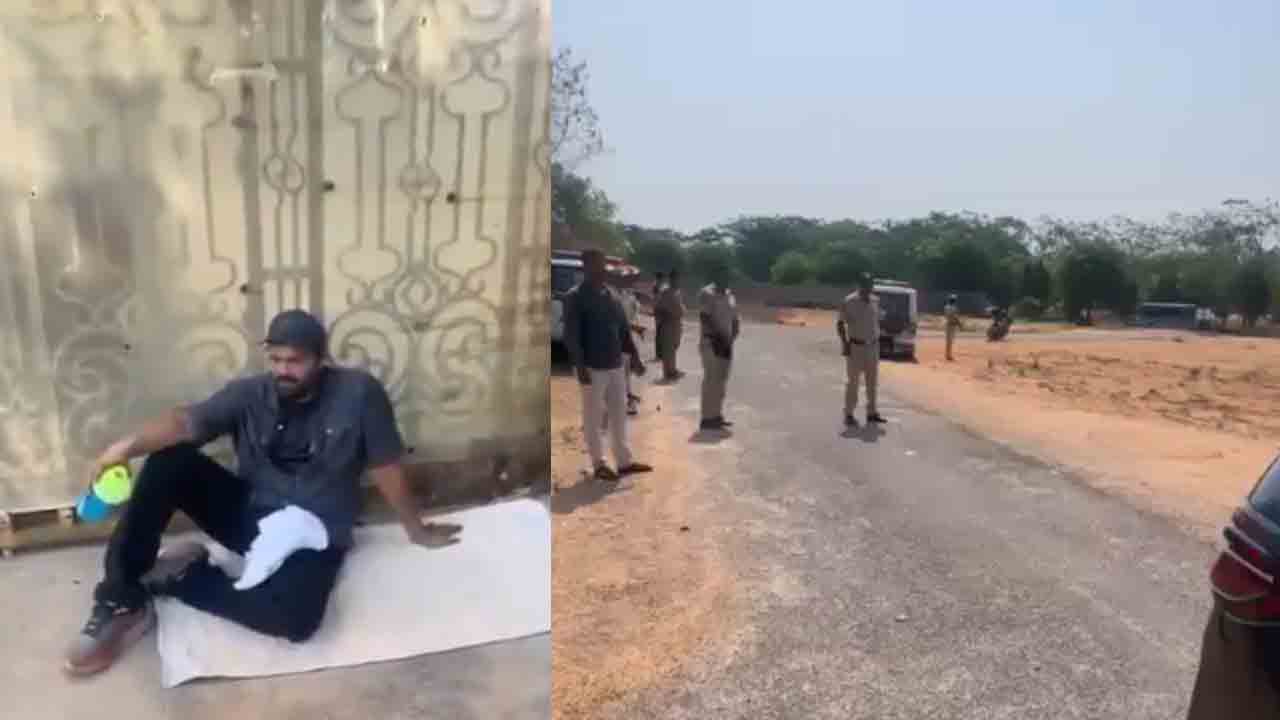 Manchu Manoj | మోహన్ బాబు ఇంటి ముందు మంచు మనోజ్ ధర్నా