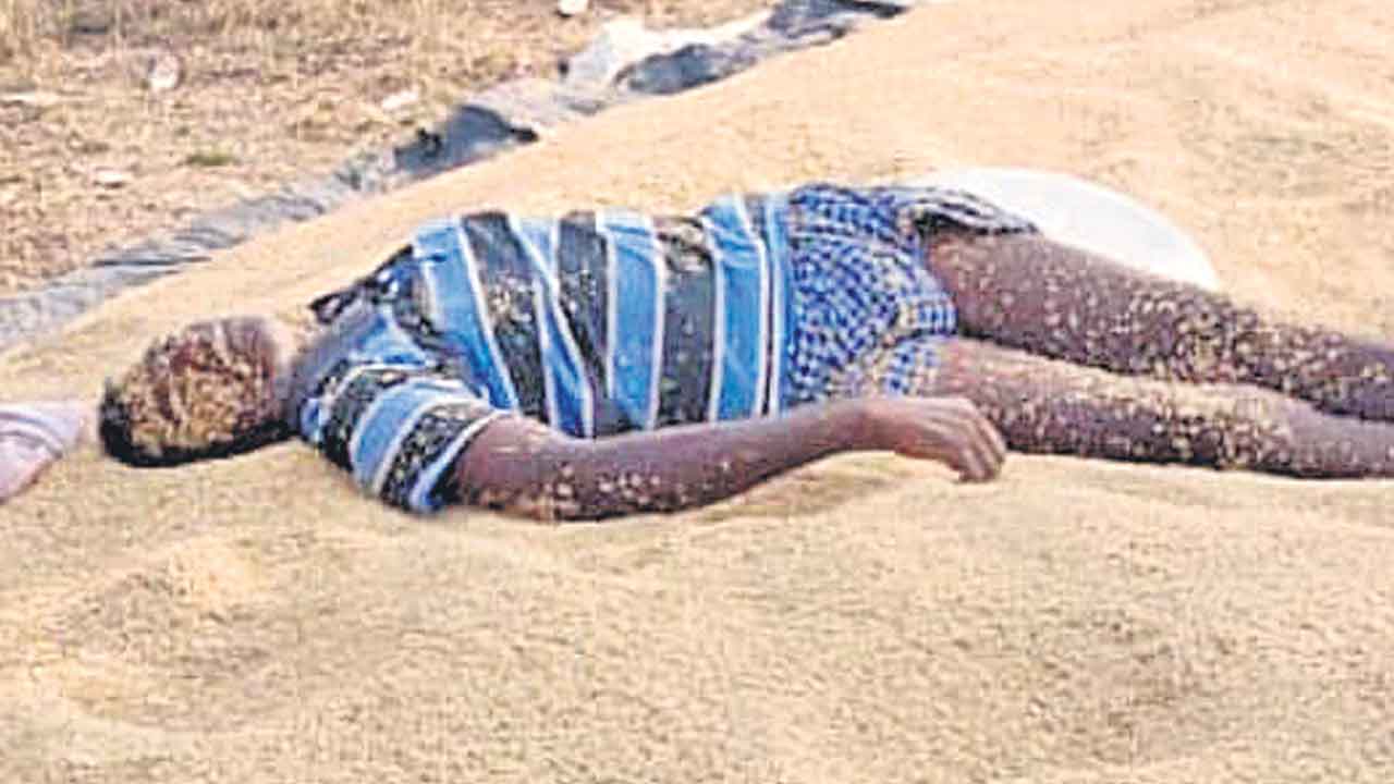 Farmer | కల్లంలో ధాన్యం ఆరబోసి.. వడ్ల కుప్పపైనే రాలిన రైతన్న