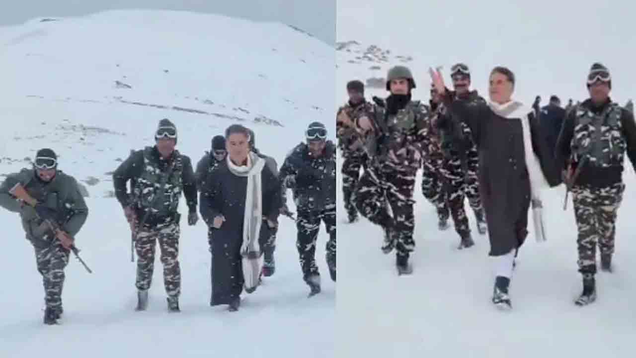 BJP leader ‘reel’ with soldiers | సైనికులతో బీజేపీ నేత రీల్‌.. మండిపడిన ప్రతిపక్షం