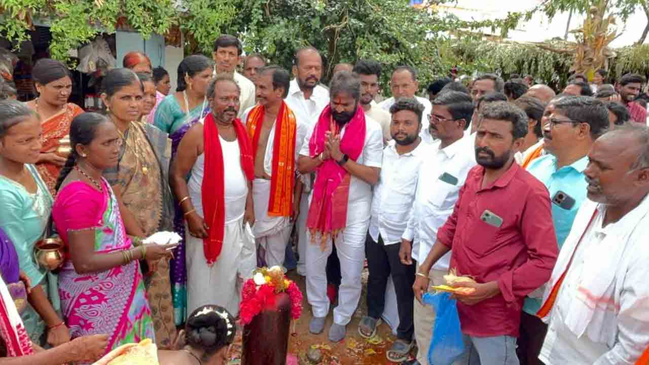 Srinivas Goud | బొడ్రాయి ప్రతిష్టాపనలో పాల్గొన్న మాజీ మంత్రి శ్రీనివాస్ గౌడ్