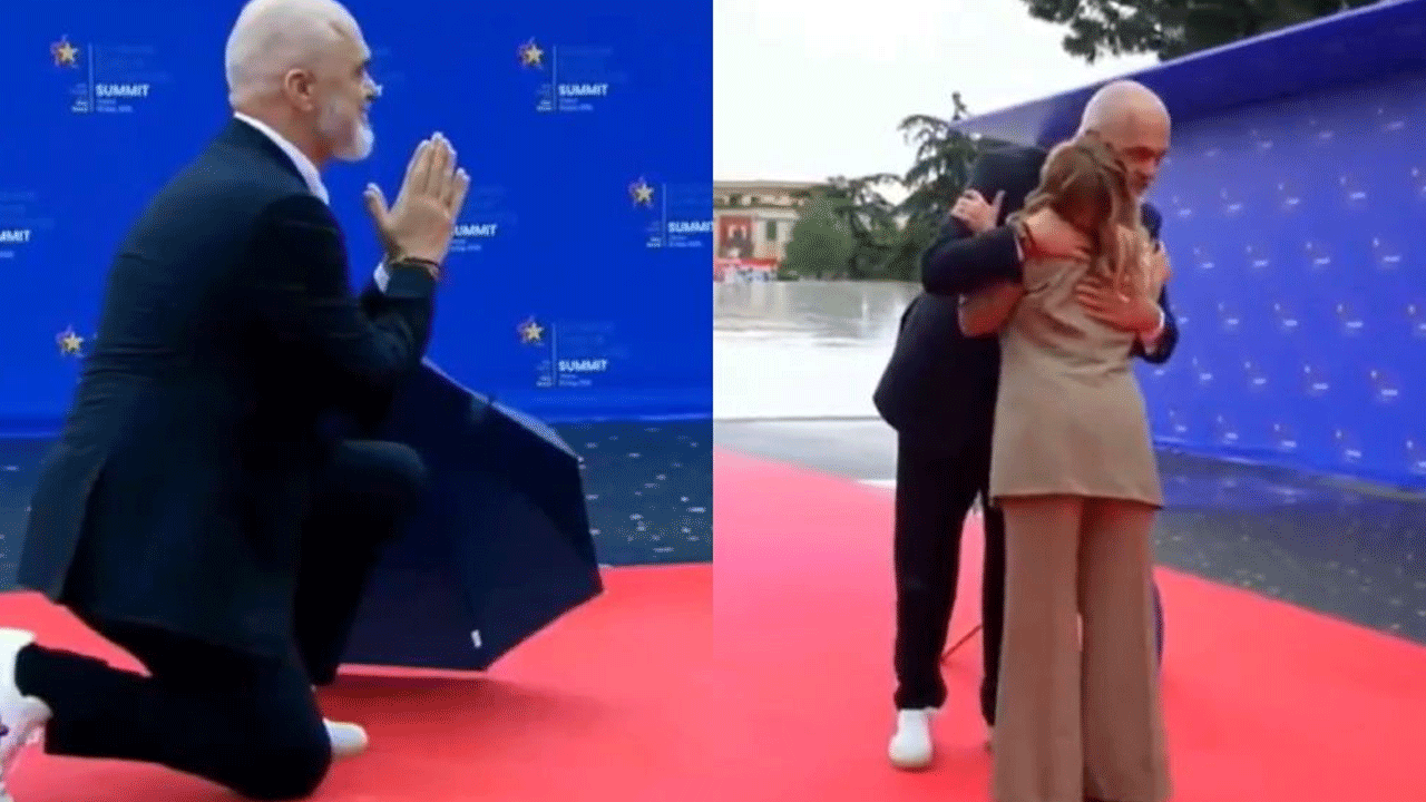 Albanian PM: మోకాళ్ల‌పై కూర్చుని ఇట‌లీ ప్ర‌ధానికి న‌మ‌స్తే చెప్పిన అల్బేనియా ప్ర‌ధాని.. వీడియో