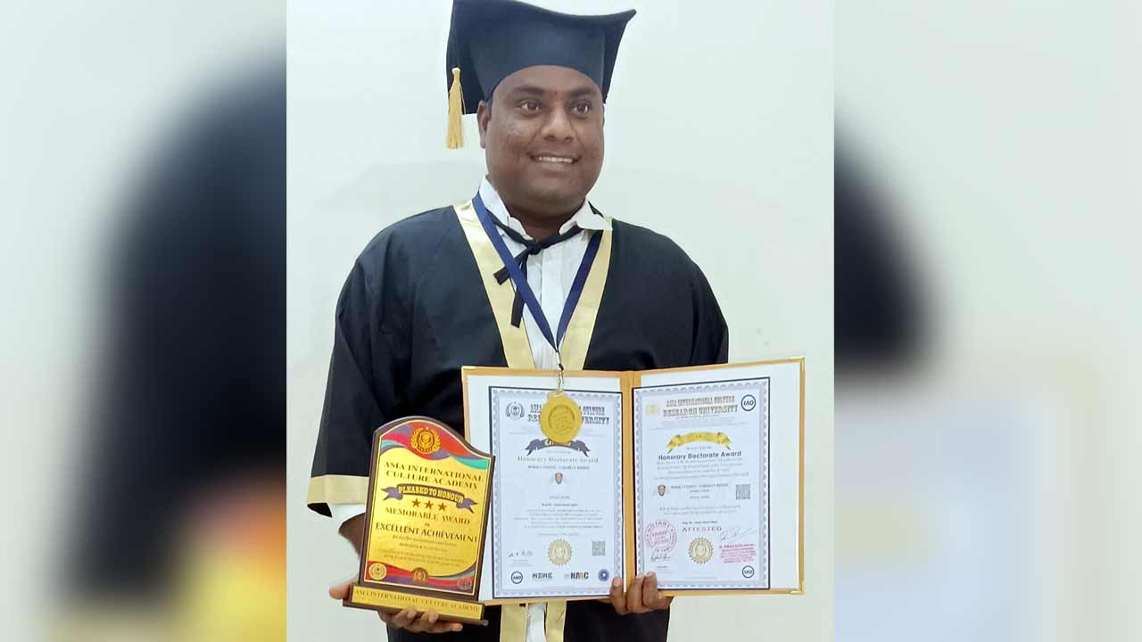 బీఆర్ఎస్ నాయకుడు బొక్క విష్ణువర్ధన్ రెడ్డికి డాక్టరేట్