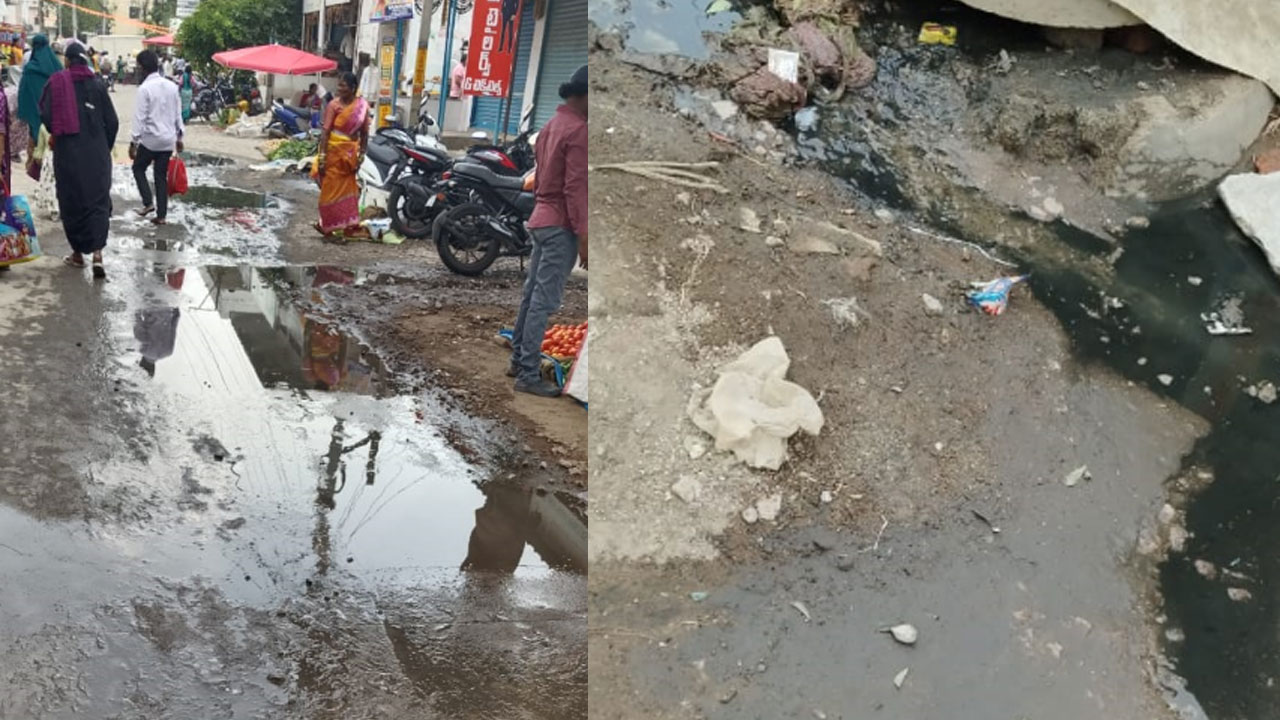 Shankarpally Market | శంకర్‌పల్లి మార్కెట్‌లో పొంగిపొర్లిన మురుగు.. ఇబ్బందులు పడ్డ ప్రజలు