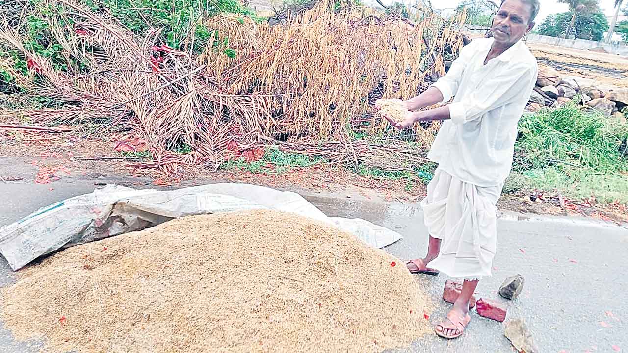 అకాల వర్షం.. తడిసిన ధాన్యం
