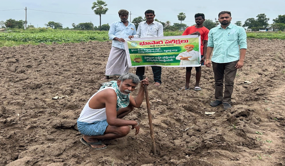 Sultanabad | భూసార పరీక్షలతో అధిక దిగుబడులు.. భూసార పరీక్ష కోసం మట్టి నమూనాల సేకరణ