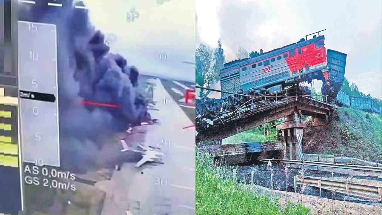 రష్యా వైమానిక స్థావరాలపైఉక్రెయిన్‌ భారీ డ్రోన్‌ దాడి