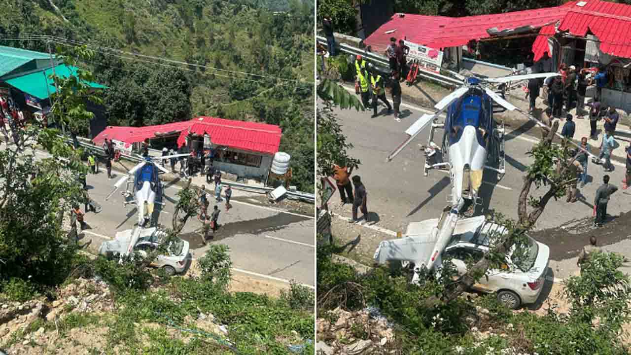 Chopper Emergency Landing | హైవేపై అత్యవసరంగా ల్యాండ్ అయిన హెలికాప్టర్‌.. కారు,   షాపులు ధ్వంసం