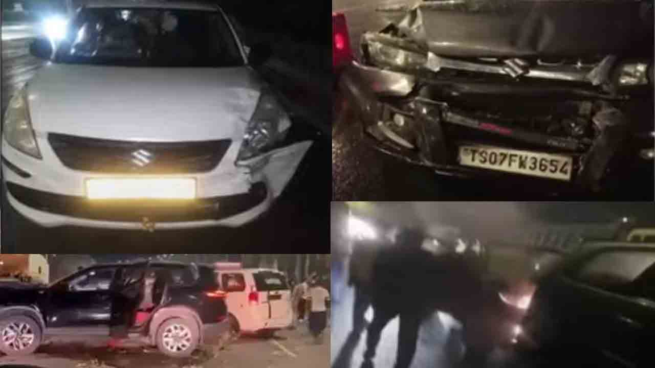 ORR | ఓఆర్ఆర్పై ఒకదానికొకటి ఢీకొన్న 9 కార్లు.. 2 కిలోమీటర్ల మేర ట్రాఫిక్ జామ్
