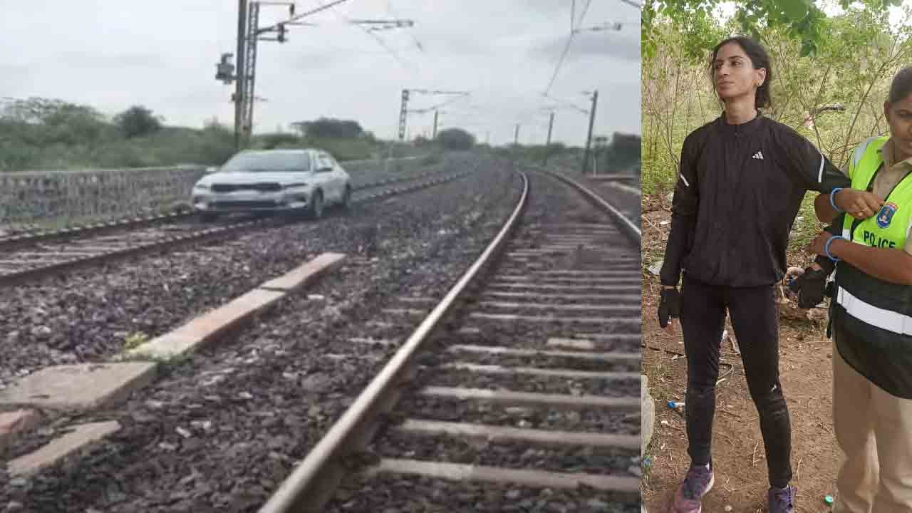 Railway Track | రైలు పట్టాలపై కారు నడిపి యువతి హల్‌చల్‌.. నిలిచిన రైళ్లు.. వీడియో