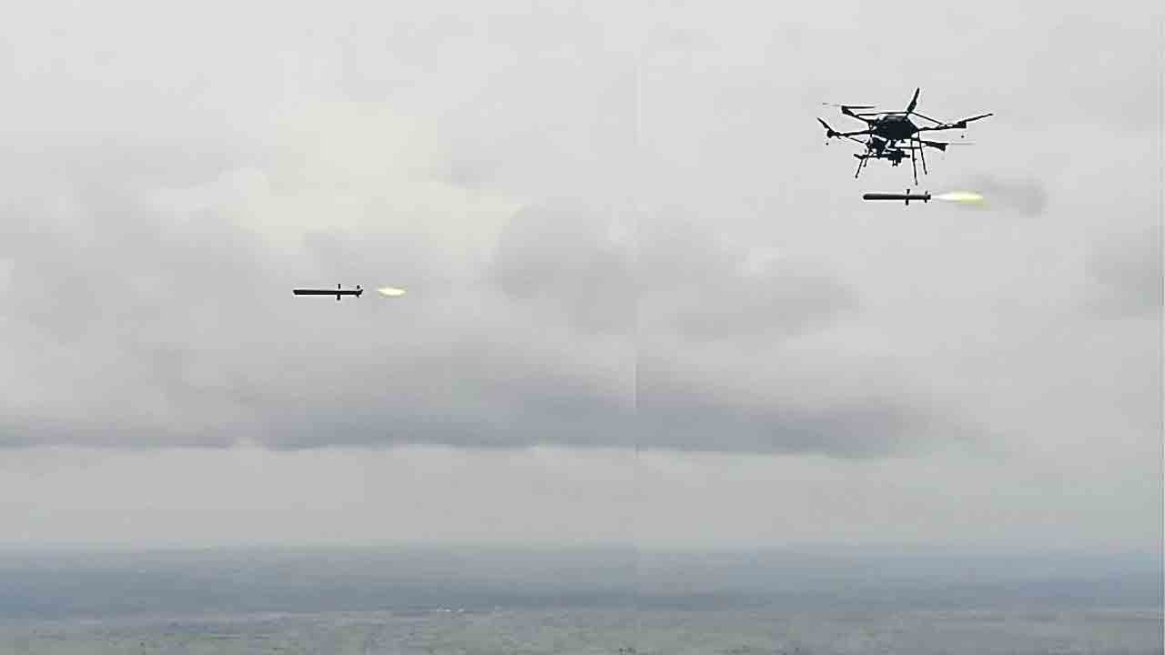 డ్రోన్‌ నుంచి క్షిపణి ప్రయోగం ;