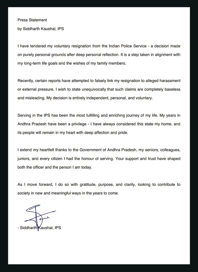 Siddharth Kaushal Letter