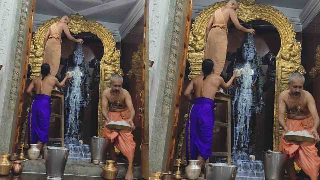 శ్రీ లక్ష్మీ వెంకటేశ్వర స్వామికి క్షీరాభిషేకం..