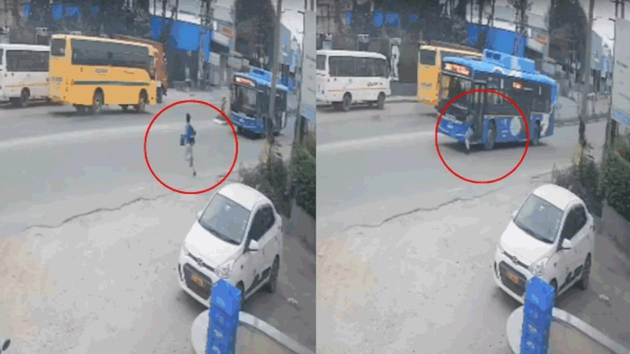 Viral Video | కాలేజ్‌ వ్యాన్‌కోసం పరిగెడుతున్న బాలుడిని ఢీ కొన్న బస్సు.. షాకింగ్‌ వీడియో