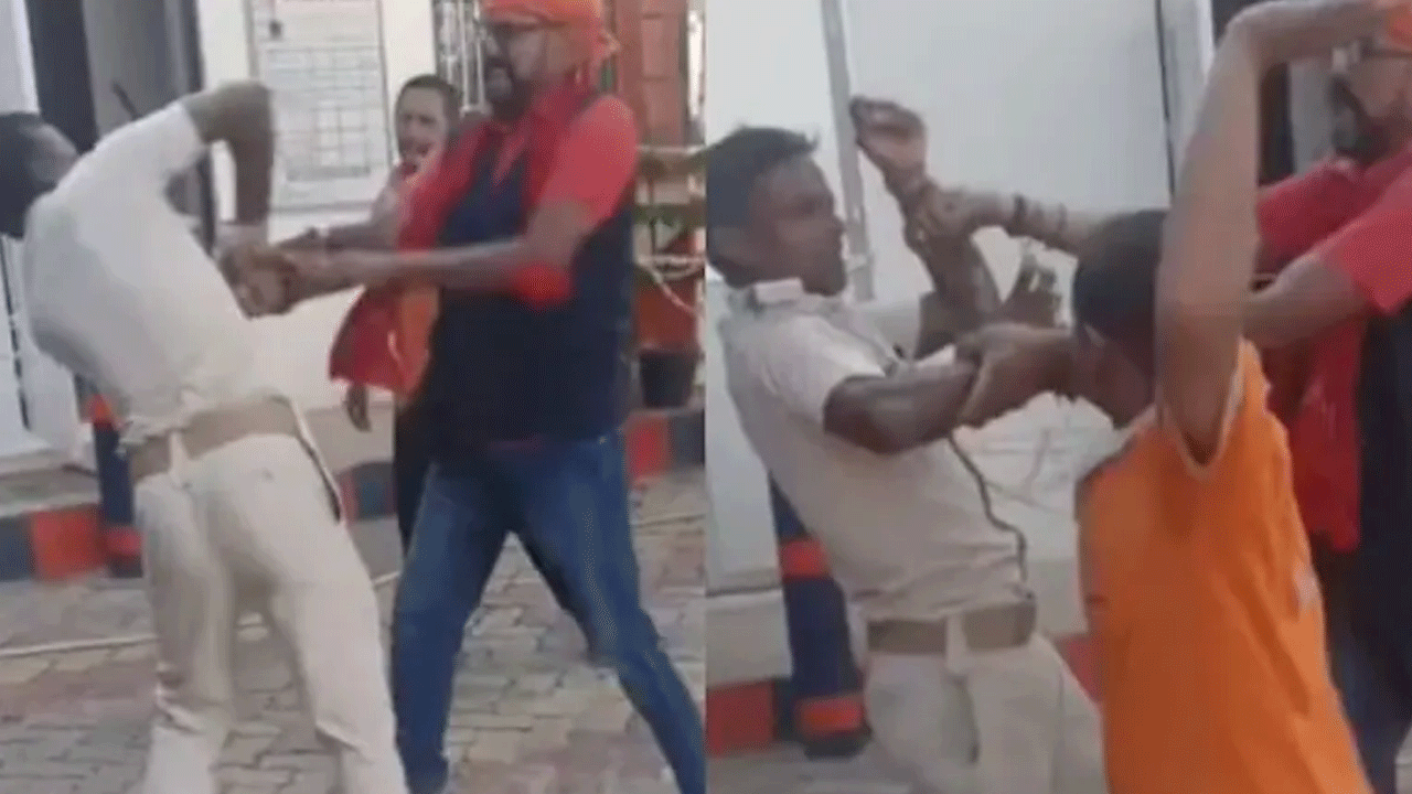 Petrol Pump: పెట్రోల్ పంపులో పోలీసును కొట్టిన సిబ్బంది