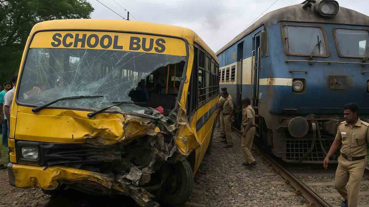 Train Accident | స్కూల్‌ వ్యాన్‌ను ఢీకొట్టిన రైలు.. ముగ్గురు చిన్నారు మృతి, 12 మందికి తీవ్రగాయాలు