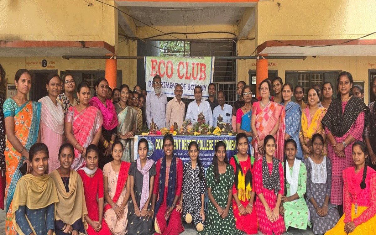 Early Vinayaka Chavithi | జగిత్యాల మహిళా డిగ్రీ కళాశాలలో ముందస్తు వినాయక చవితి వేడుకలు