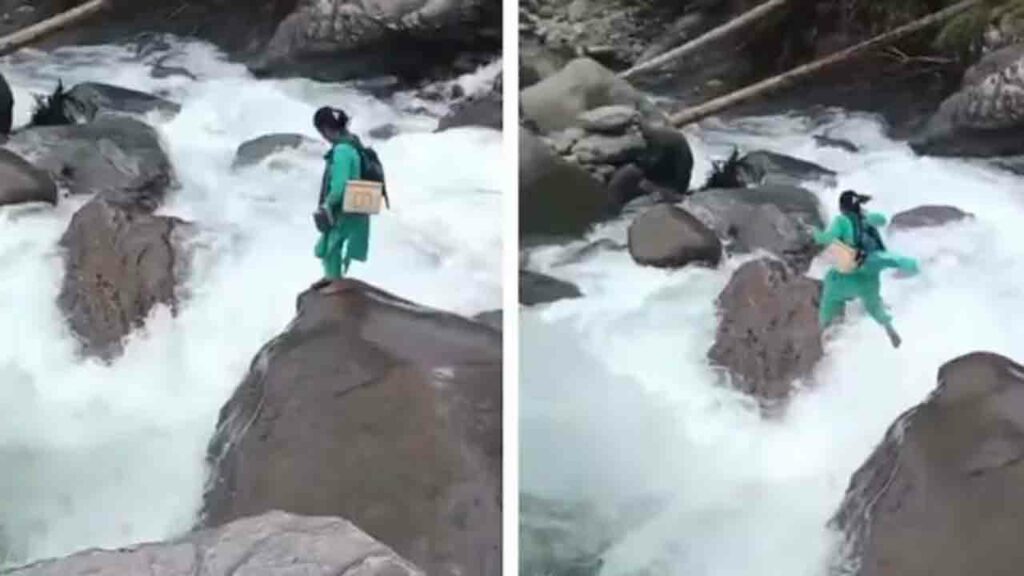 Brave Nurse Crosses Flooded