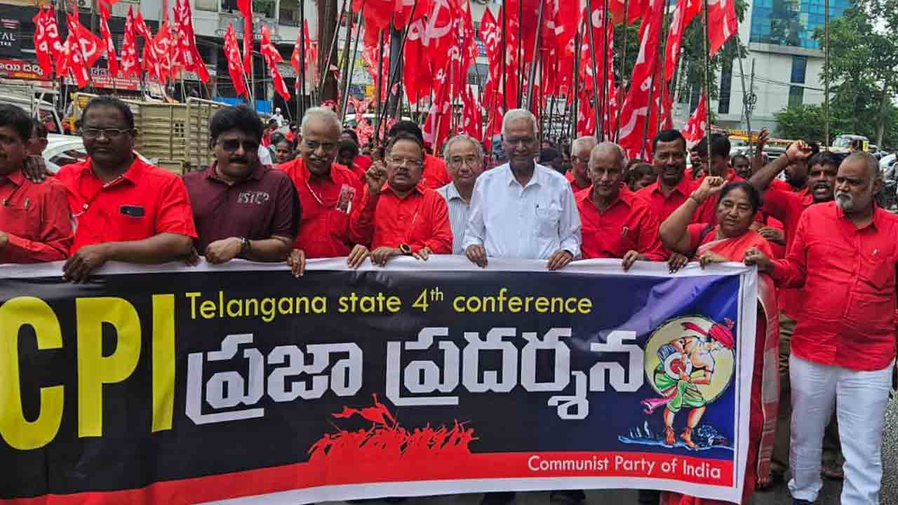 CPI Mahasabhalu | దేశంలో ప్రశ్నార్ధకంగా ఓటు హక్కు.. బీజేపీని గద్దె దింపేందుకు ఏకం కావాలి : సీపీఐ రాష్ట్ర మహాసభల్లో నేతలు