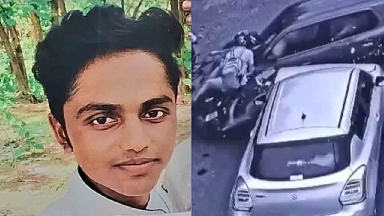 Delivery Agent Dies As Car Explodes | బైక్‌ను ఢీకొట్టి పేలిన కారు.. డెలివరీ ఏజెంట్‌ సజీవ దహనం
